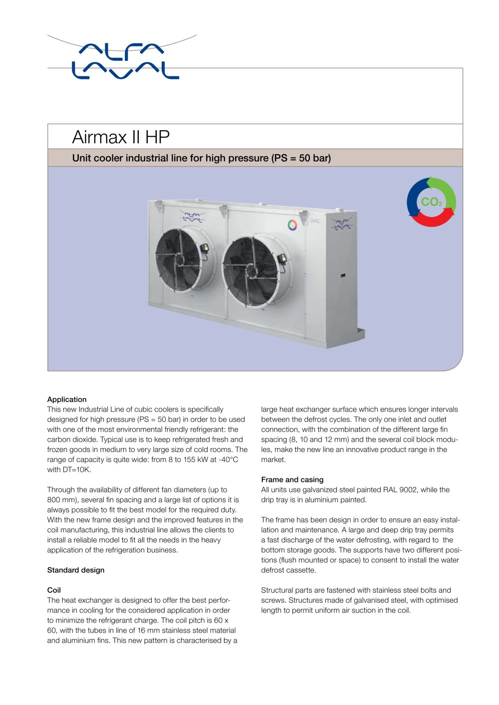 Airmax II HP - Unit cooler industrial line for high pressure (PS = 50 bar) - Alfa Laval