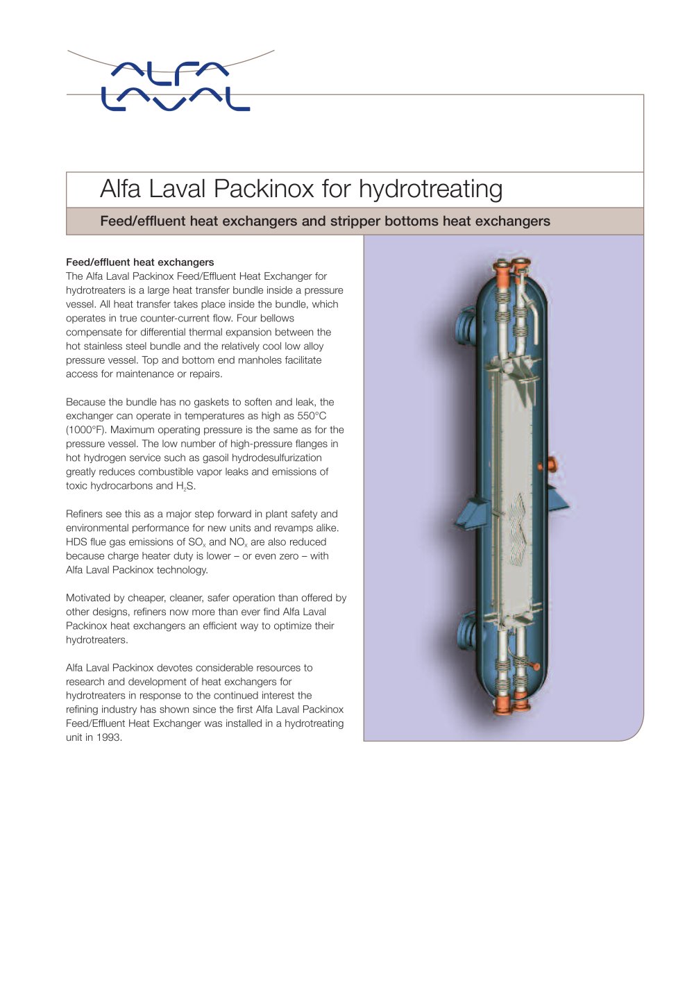 Alfa Laval Packinox for hydrotreating - Alfa Laval