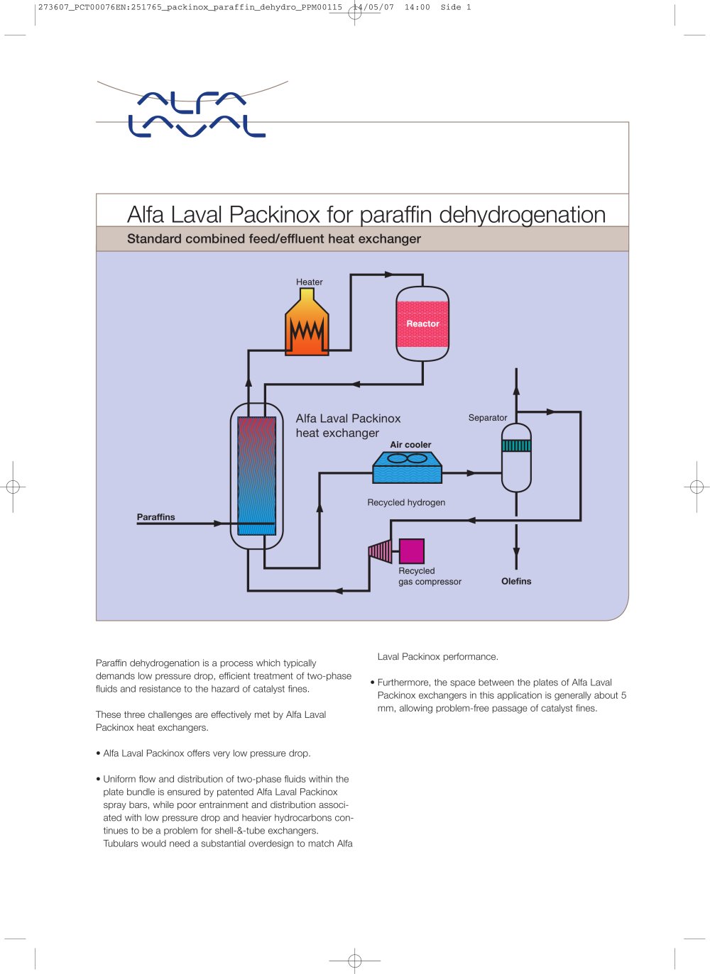 Alfa Laval Packinox for paraffin dehydrogenation - Alfa Laval