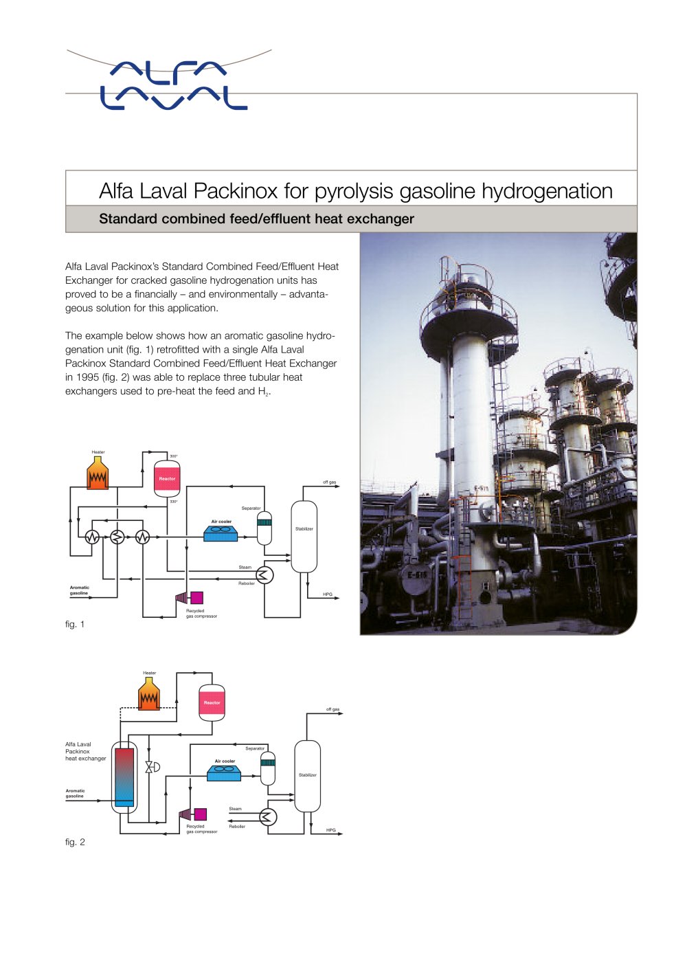Alfa Laval Packinox for pyrolysis gasoline hydrogenation - Alfa Laval
