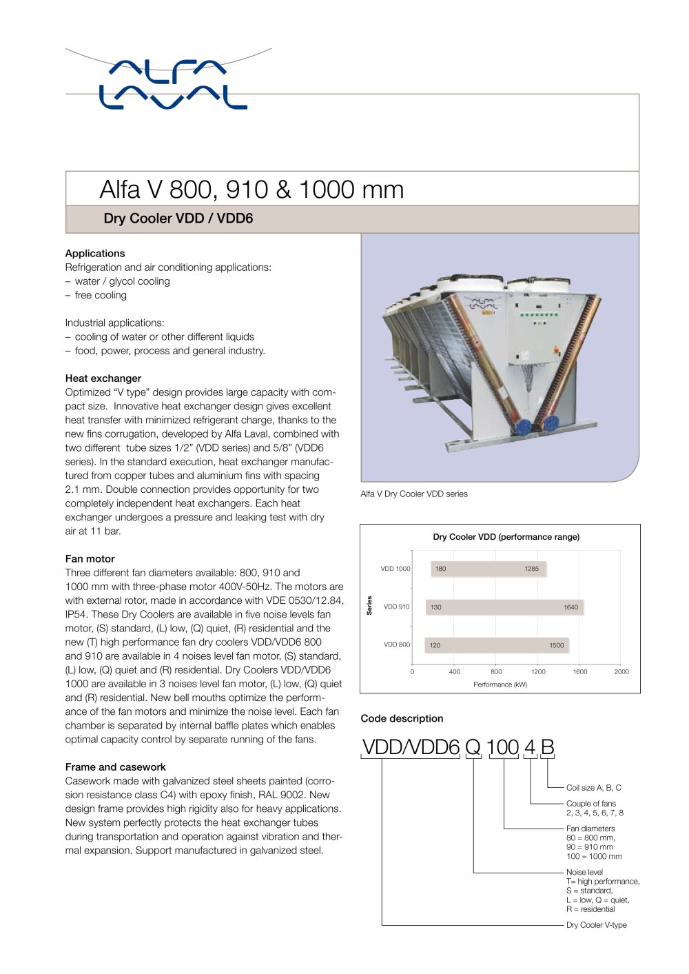 Alfa V 800, 910 & 1000 mm - Dry Cooler VDD / VDD6 - Alfa Laval