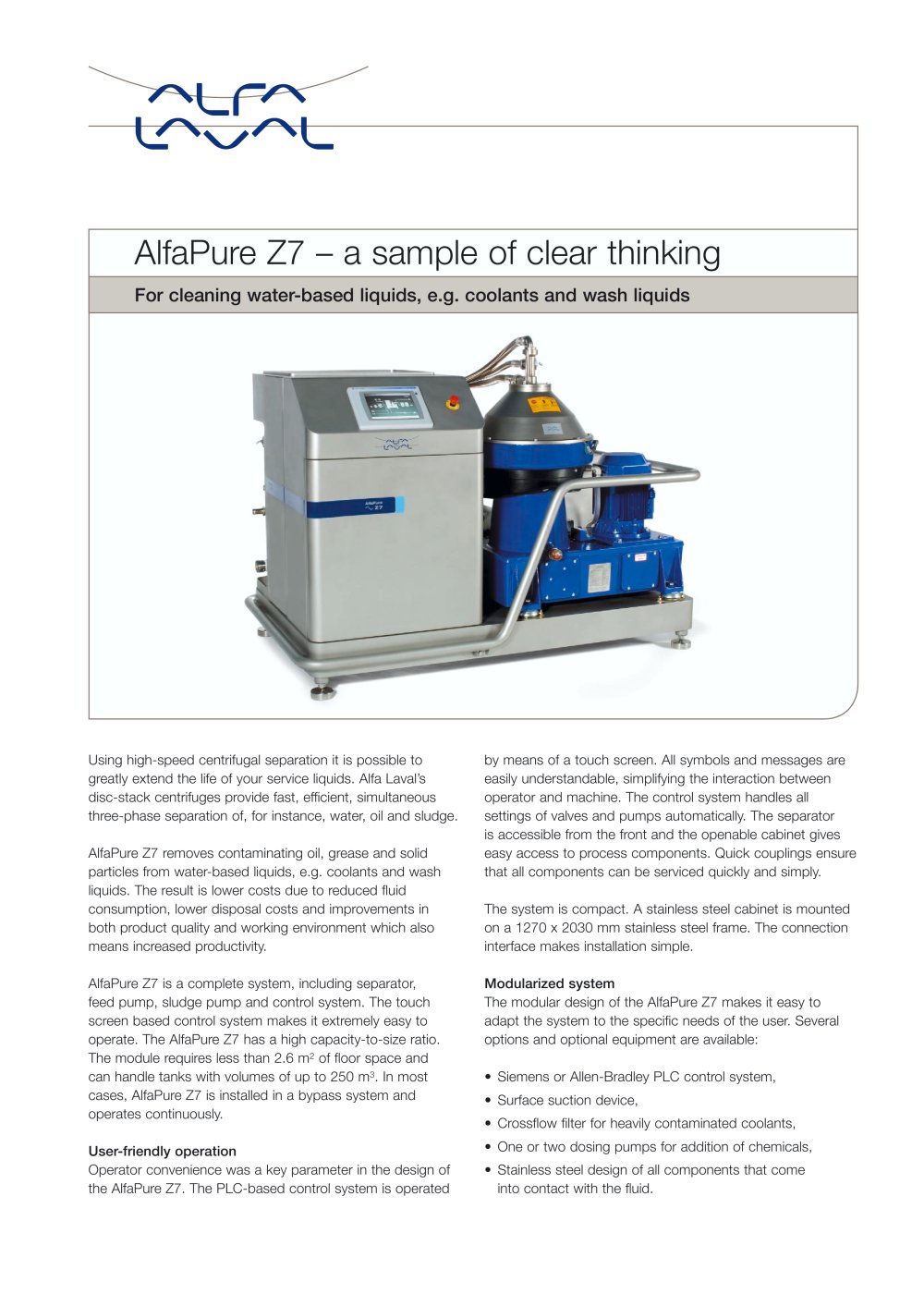 AlfaPure Z7 - Alfa Laval