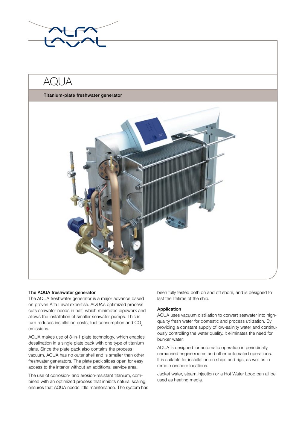 AQUA titanium-plate freshwater generator - Alfa Laval