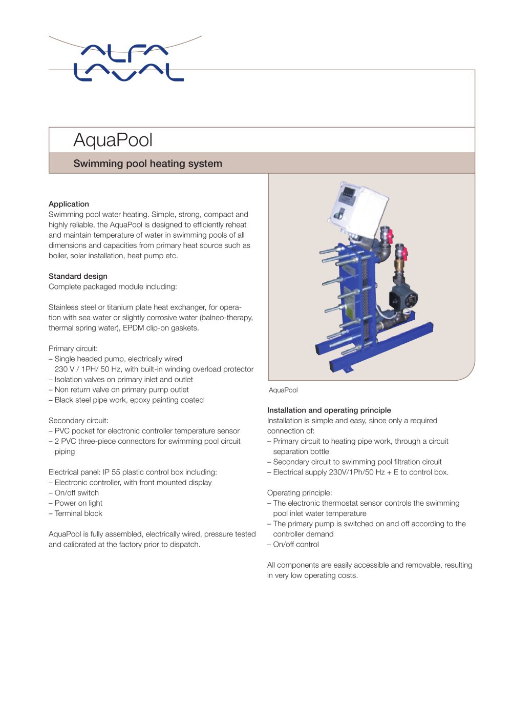 AquaPool Swimming pool heating system - Alfa Laval