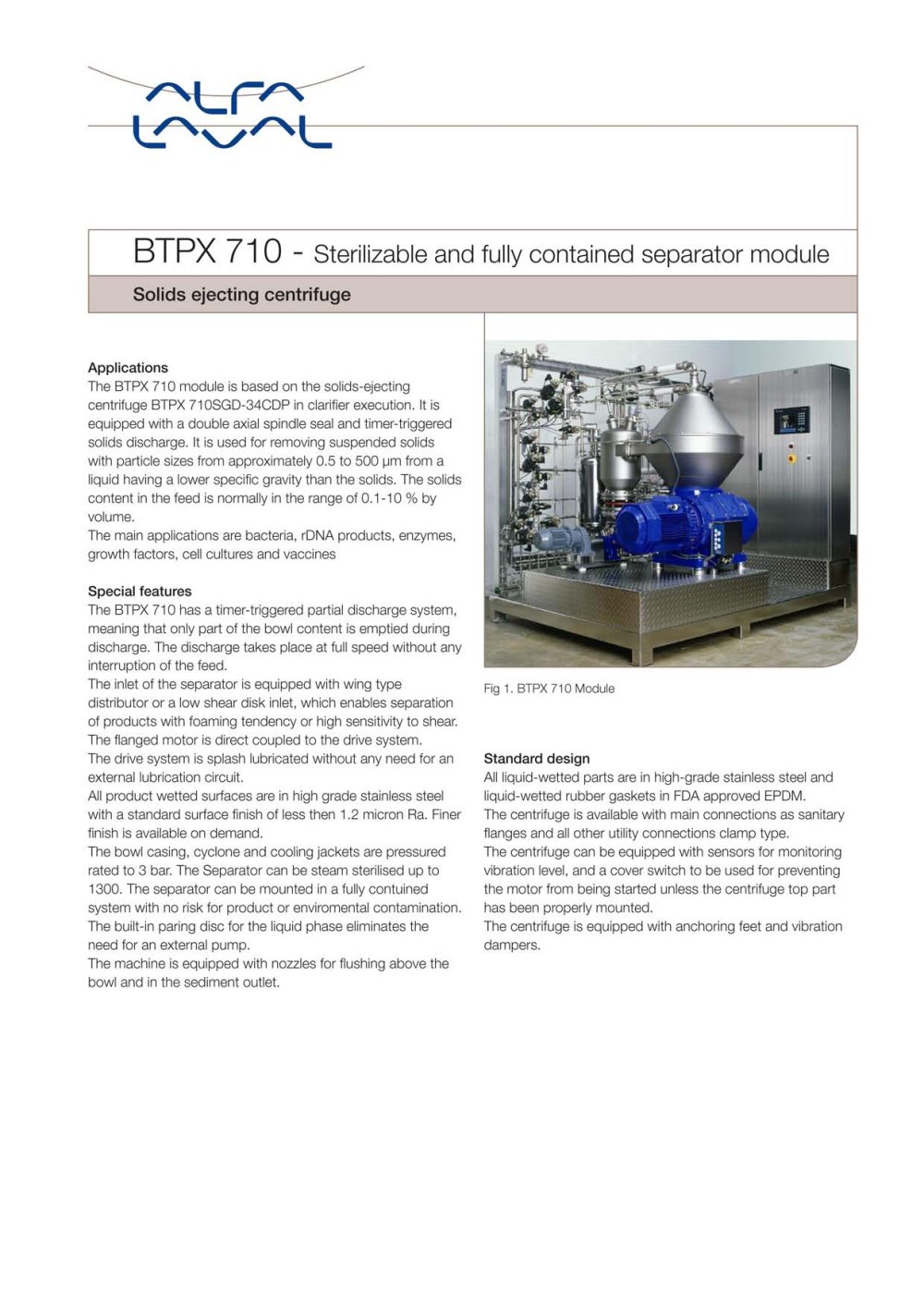 BTPX Separator - BTPX 710 - Pilot plant separation system - Alfa Laval