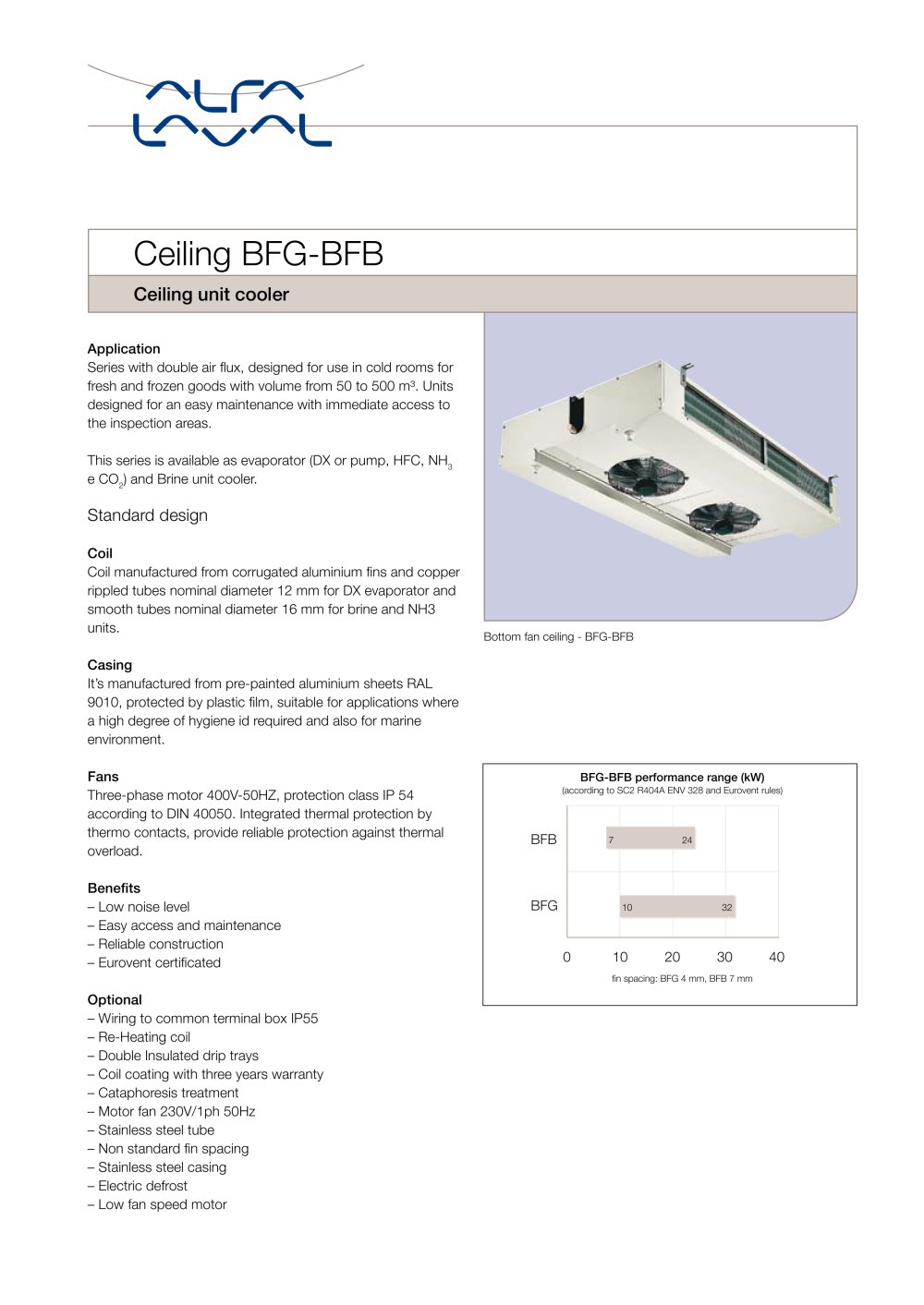 Ceiling BFG-BFB - Ceiling unit cooler - Alfa Laval