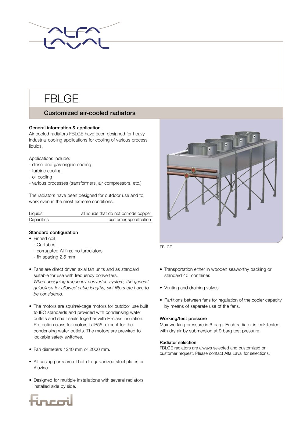 FBLGE - Customized air-cooled radiators - Alfa Laval