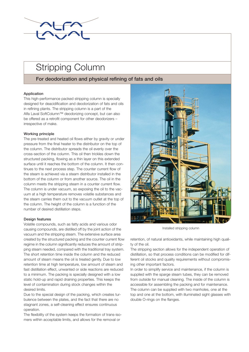 For deodorization and physical refining of fats and oils - Alfa Laval
