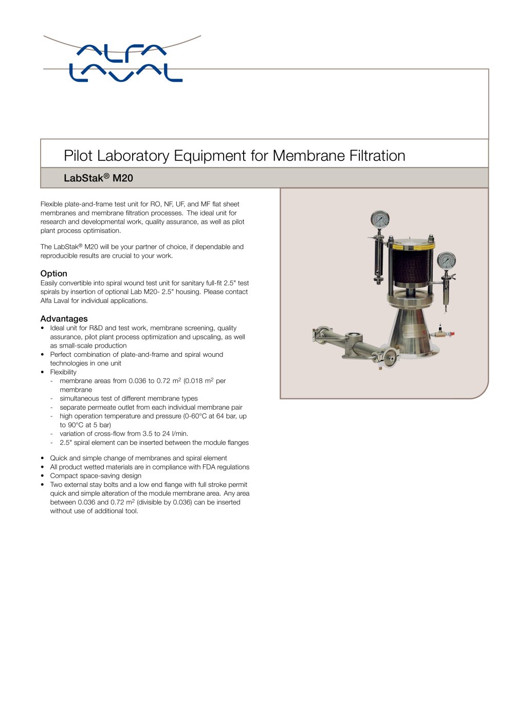 LabStak&reg; for membrane filtration M20 - Alfa Laval