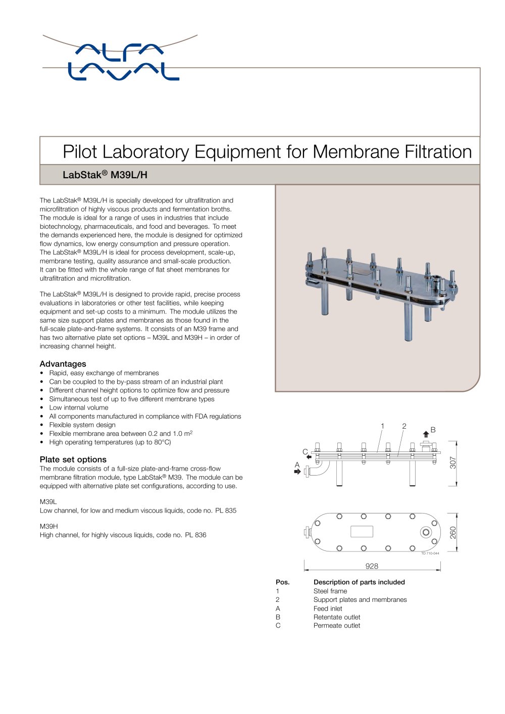 LabStak for membrane filtration M39L-H - Alfa Laval