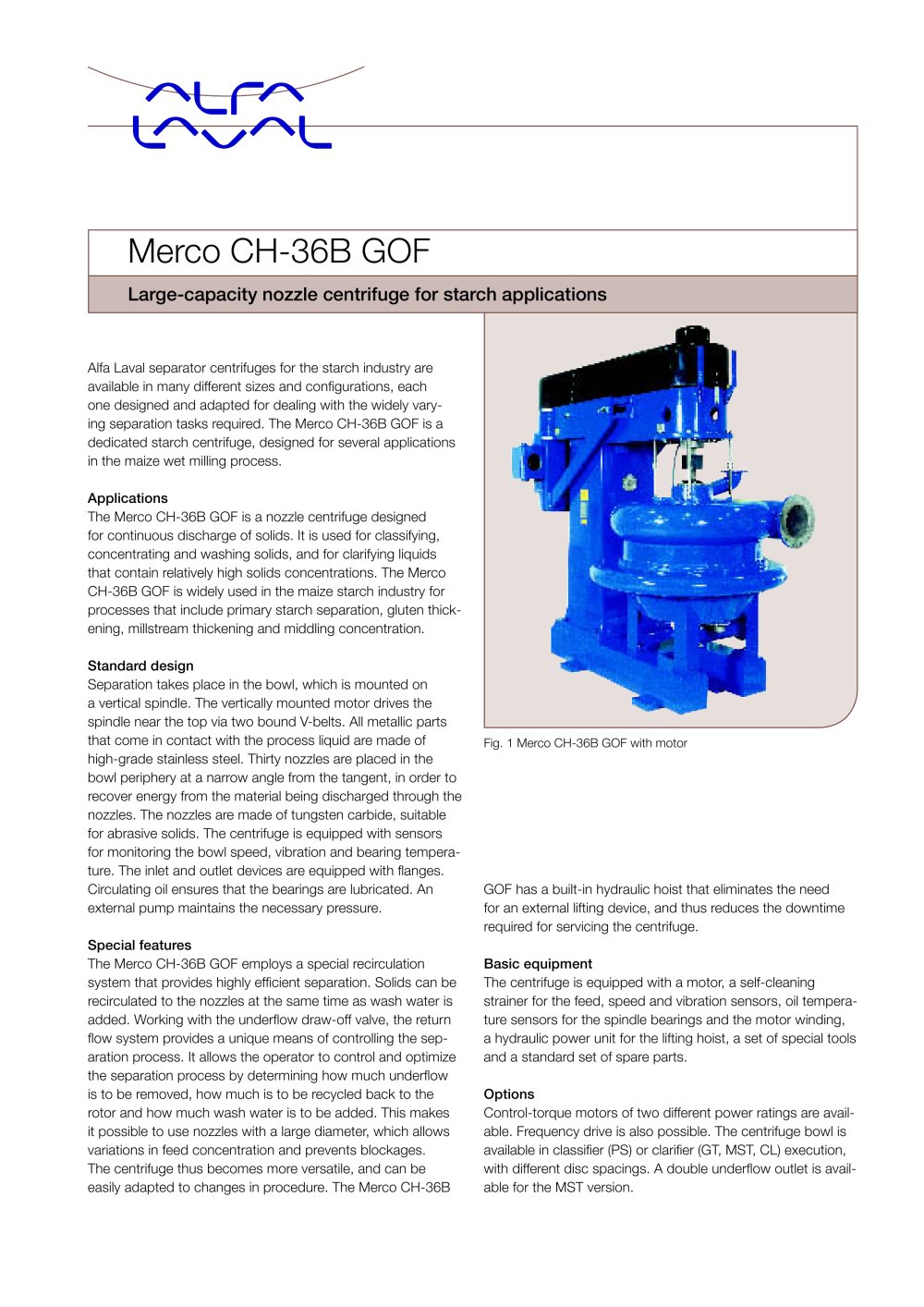 Large-capacity nozzle centrifuge for starch applications - Alfa Laval