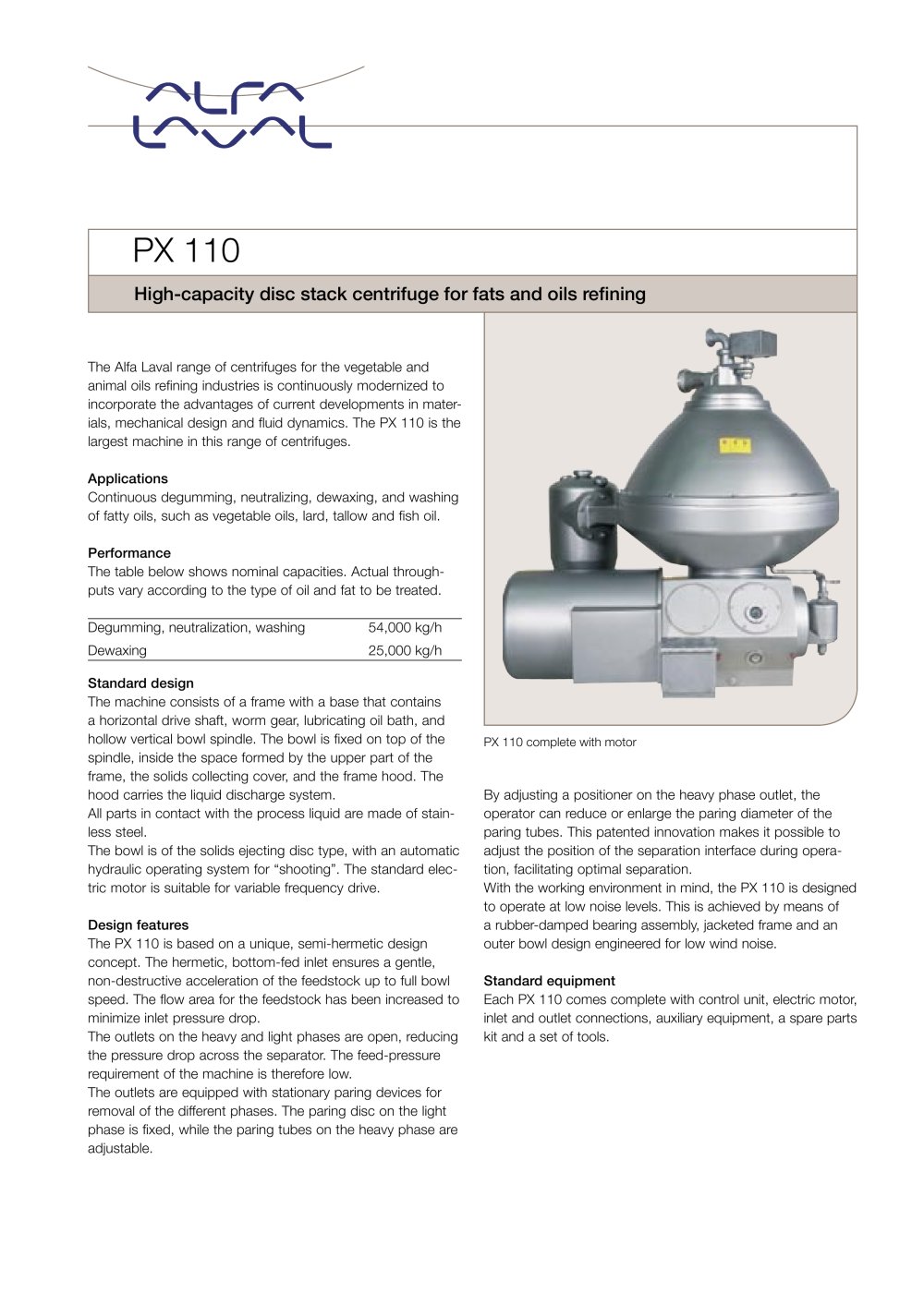 PX 110 Disc stack centrifuge - Alfa Laval