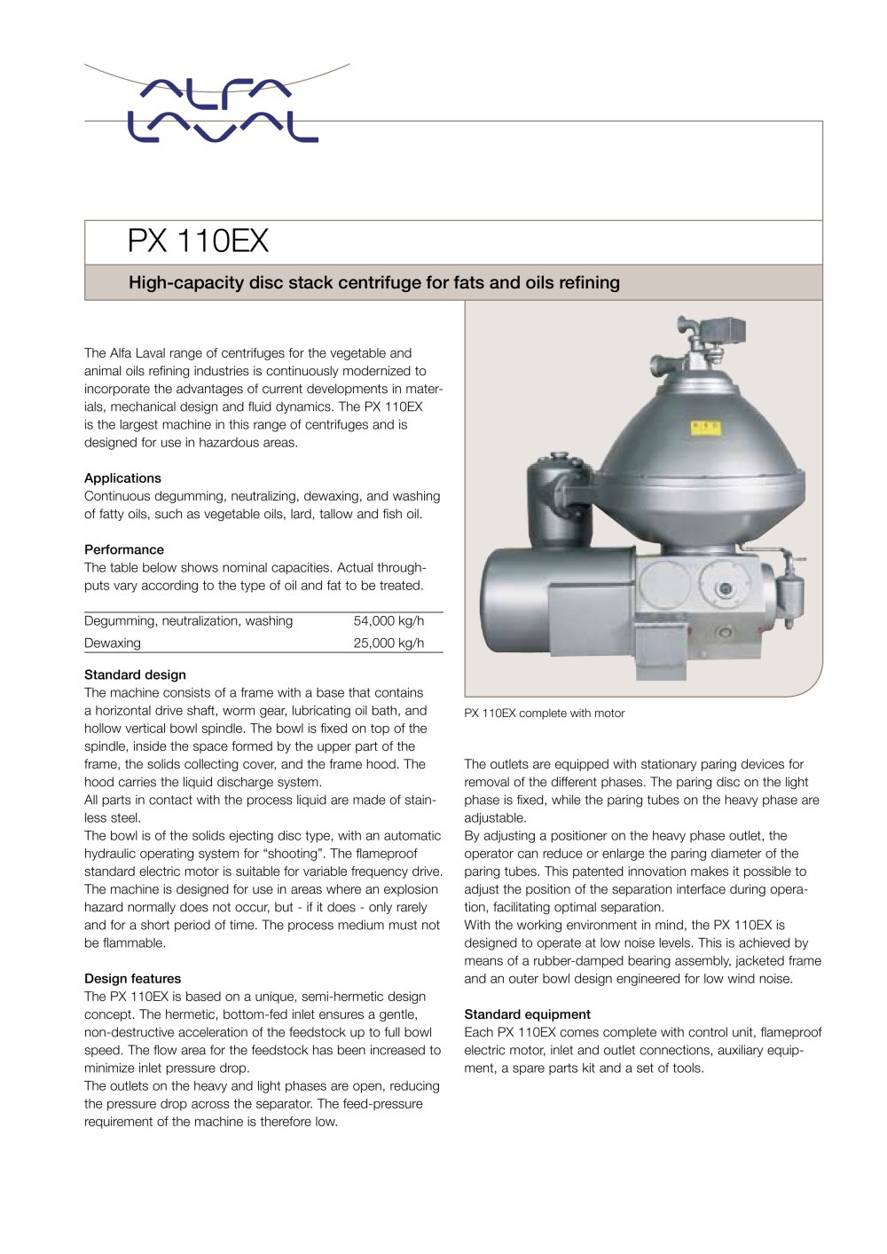 PX 110EX Disc stack centrifuge - Alfa Laval