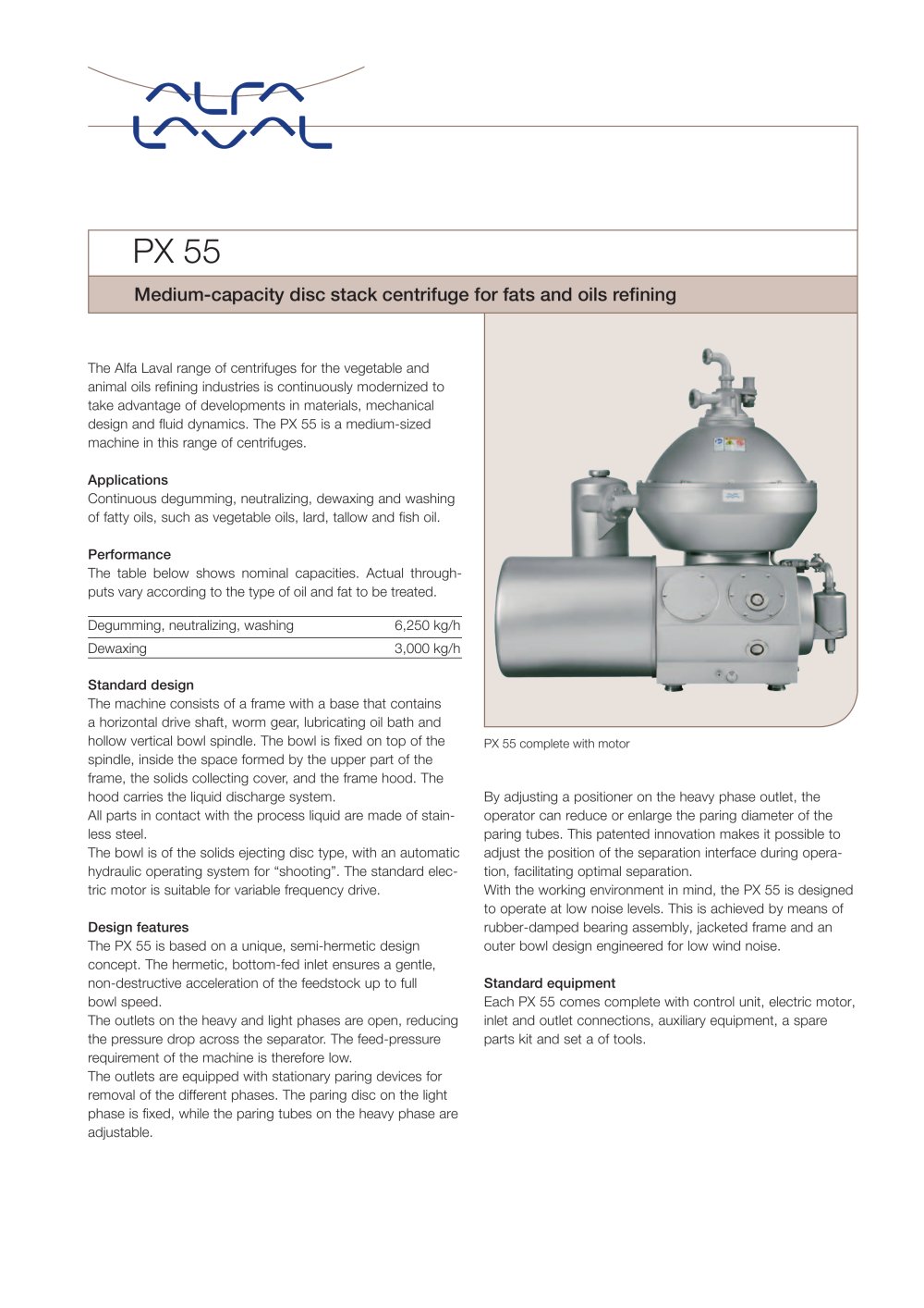 PX 55 Disc stack centrifuge - Alfa Laval
