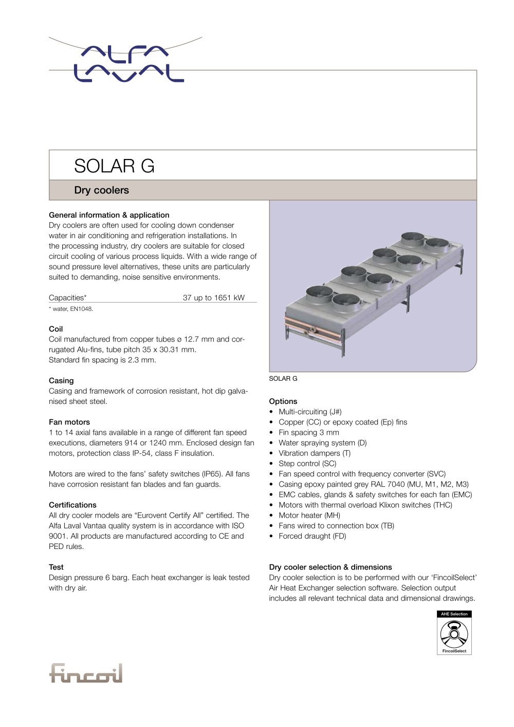 Solar G - Dry coolers - Alfa Laval