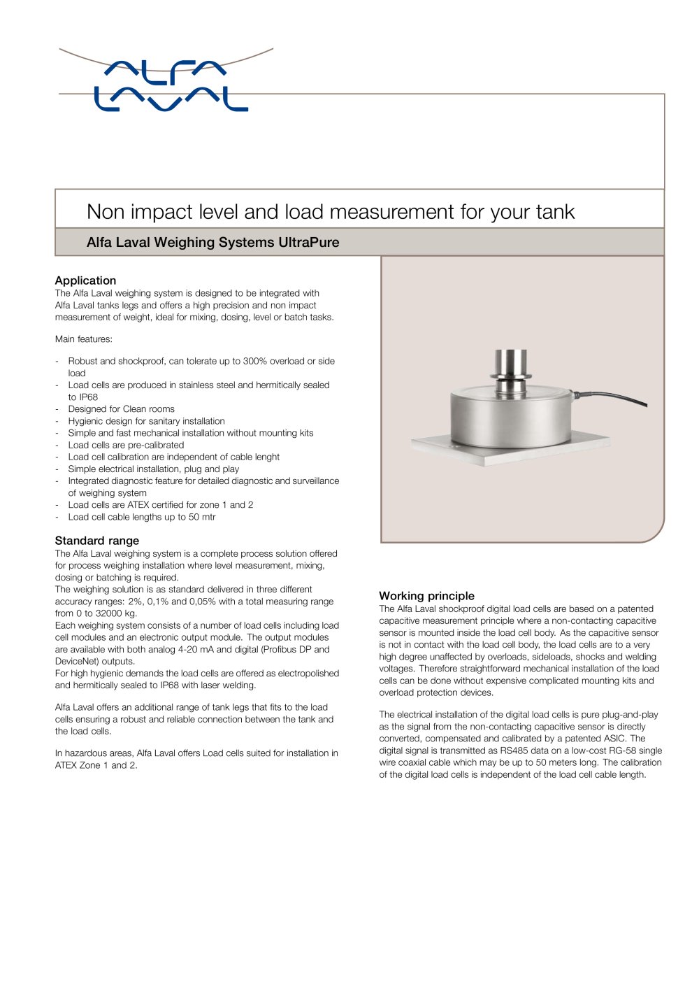 Weighing systems UltraPure - Alfa Laval