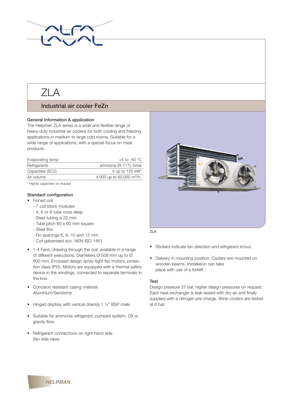 ZLA - Industrial air cooler FeZn - Alfa Laval