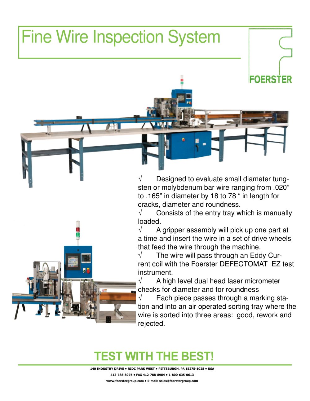 Fine Wire Inspection System - Foerster Instruments