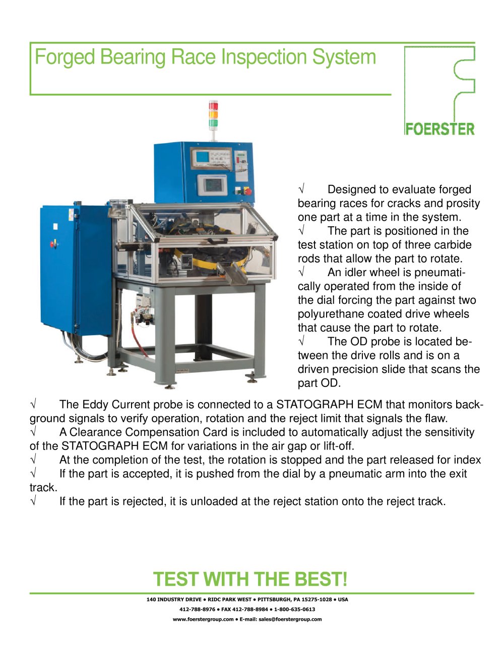 Forged Bearing Race Inspection System - Foerster Instruments