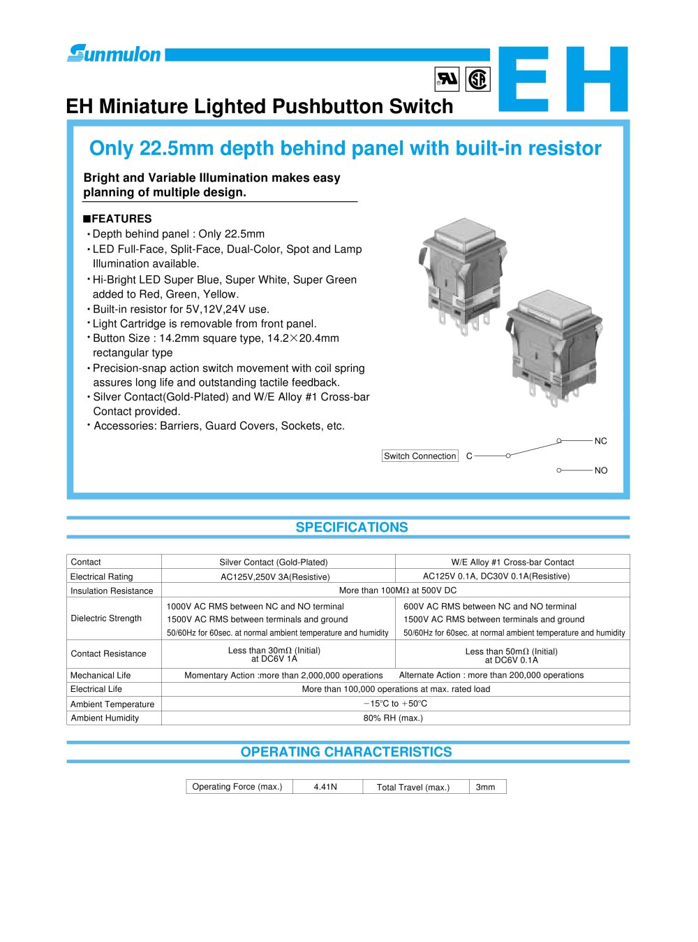 EH Miniature Lighted Pushbutton Switch - SUNMULON