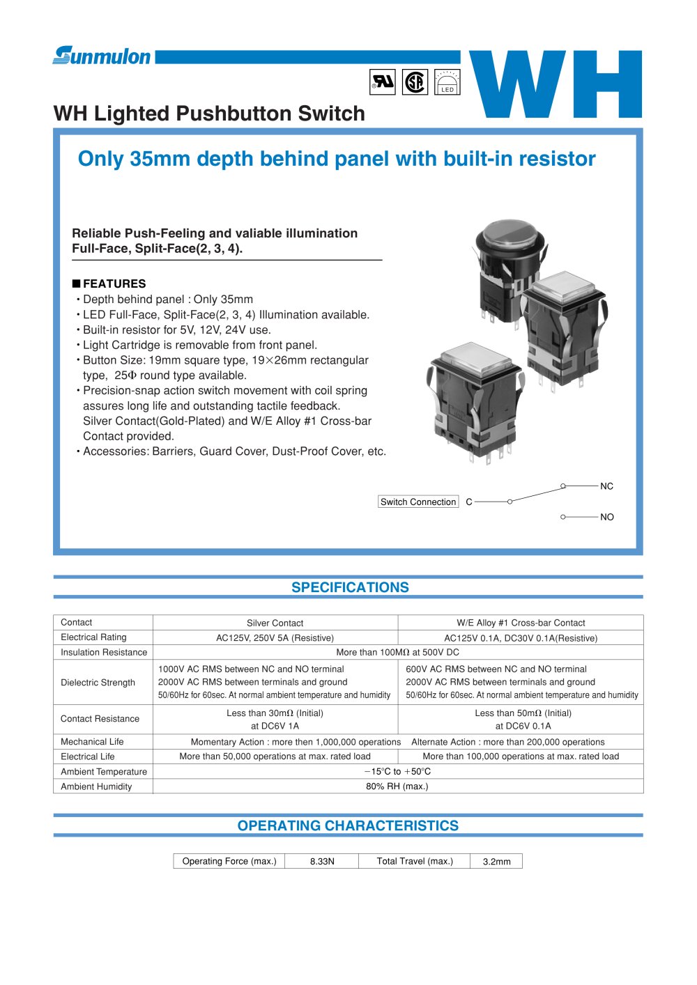 WH Lighted Pushbutton Switch - SUNMULON