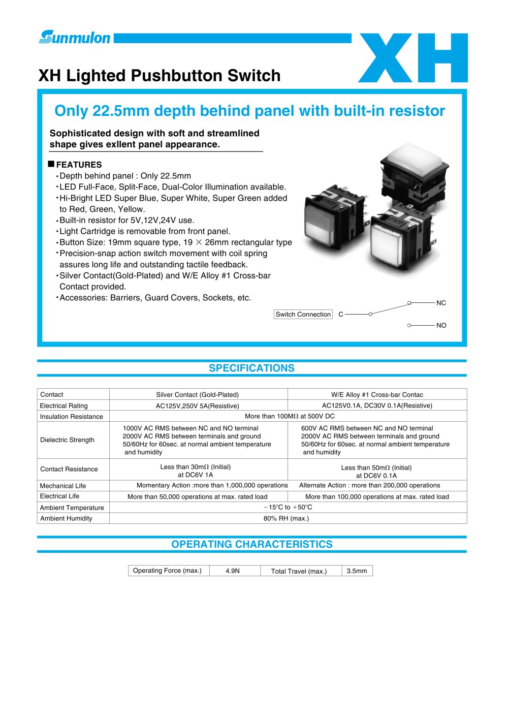 XH Lighted Pushbutton SwitchPushbutton - SUNMULON