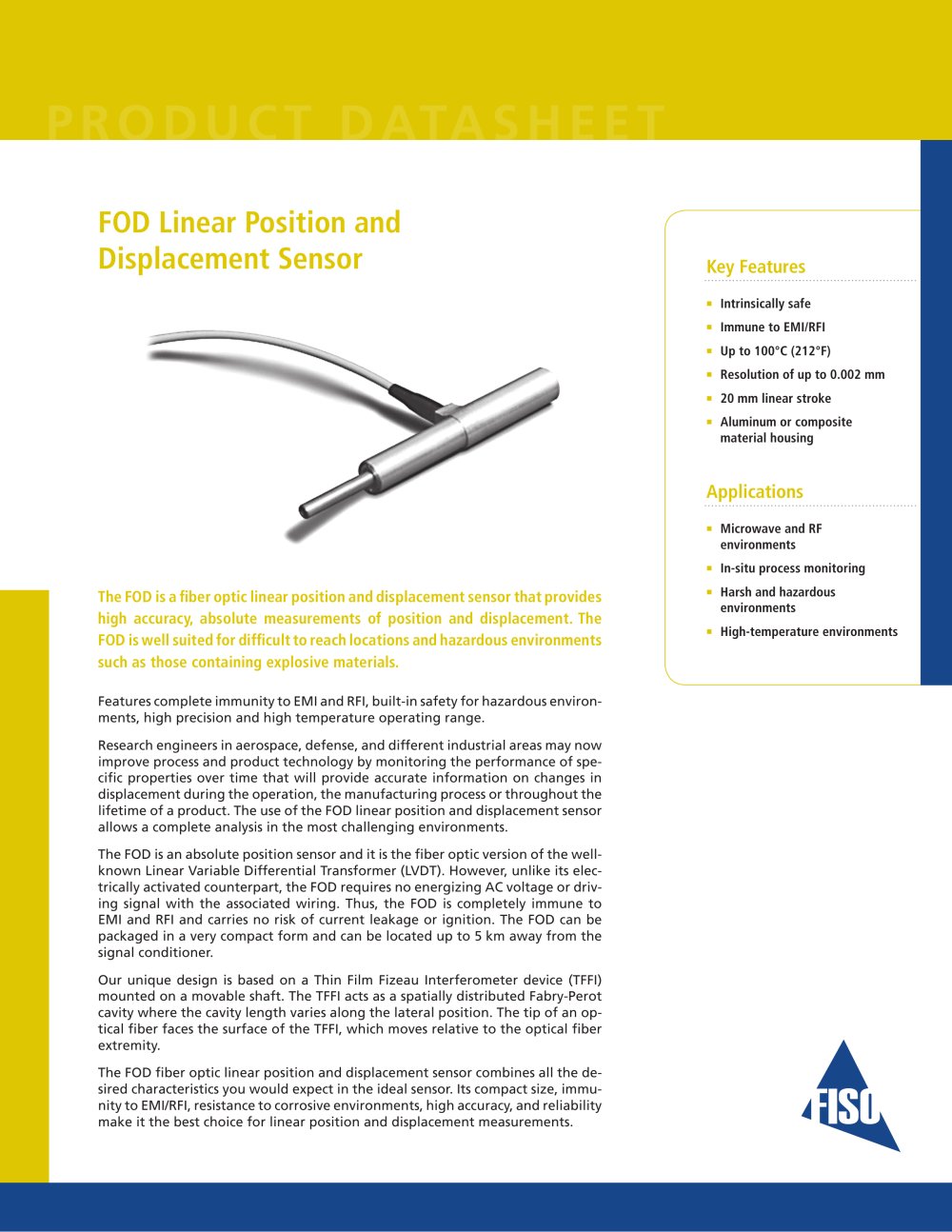 Fiber Optic Displacement Sensor - FISO Technologies