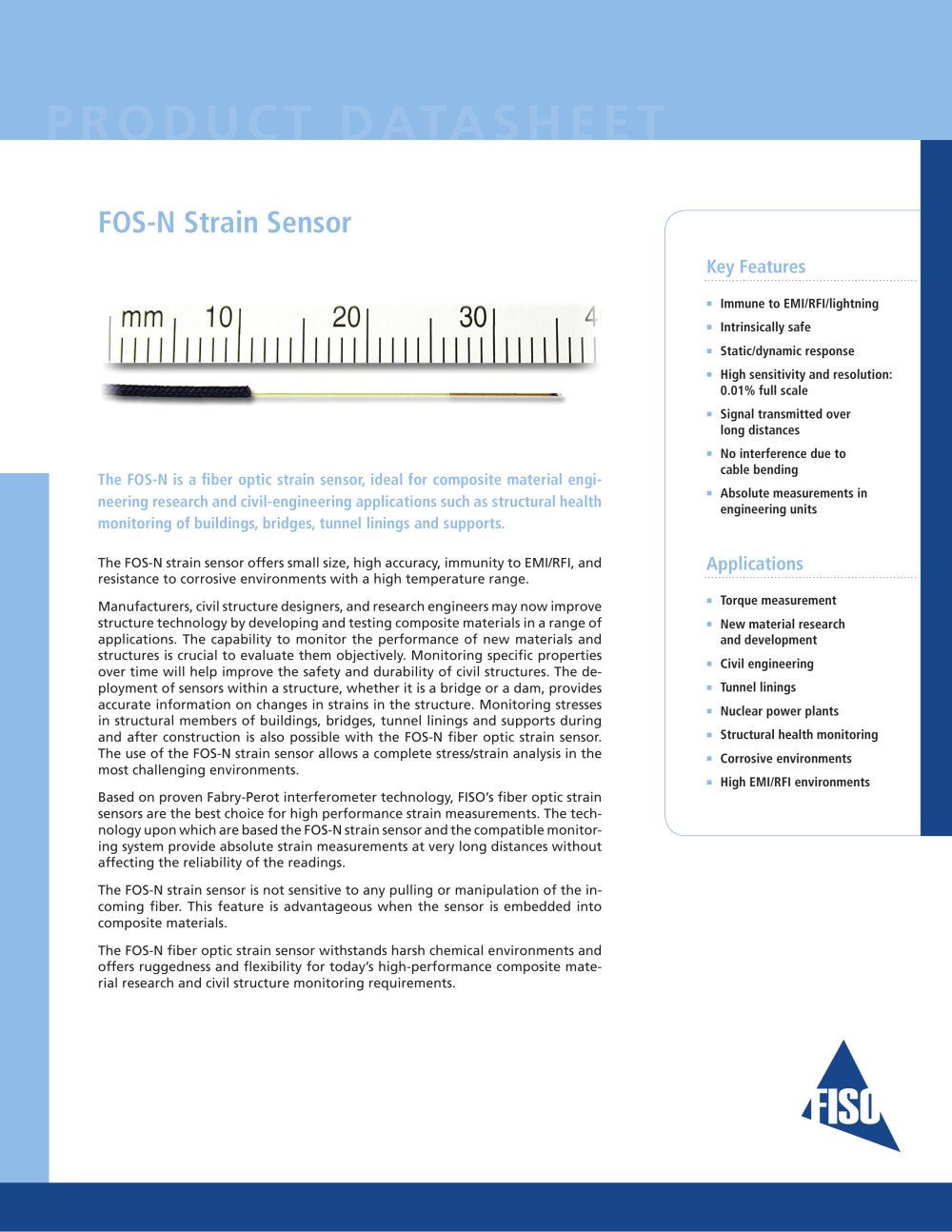 Fiber Optic Strain Sensors  FOS-N (standard) - FISO Technologies