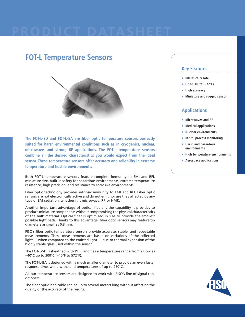 Fiber Optic Temperature Sensors FOT-L (standard) - FISO Technologies