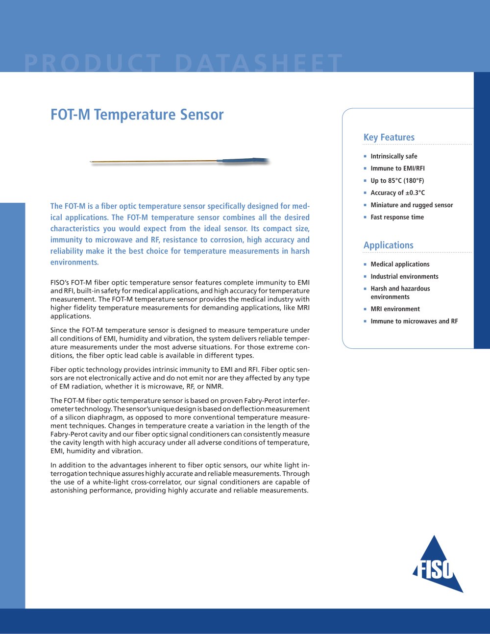 Fiber Optic Temperature Sensors FOT-M (medical) - FISO Technologies