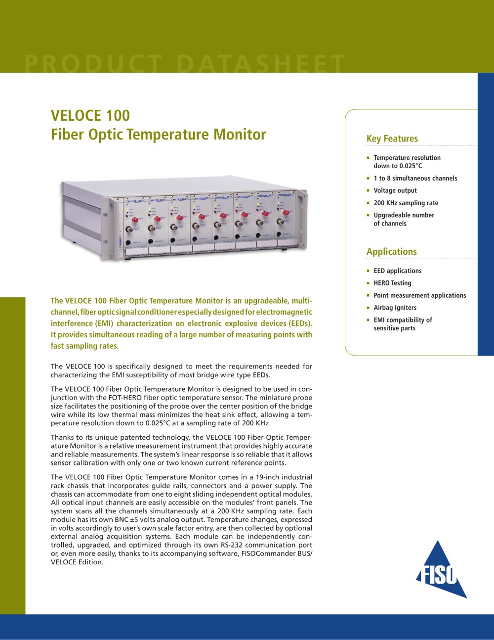 HERO/EED/EMC Solution � Temperature/Current  Veloce 100 (conditioner; 200 kHz) - FISO Technologies
