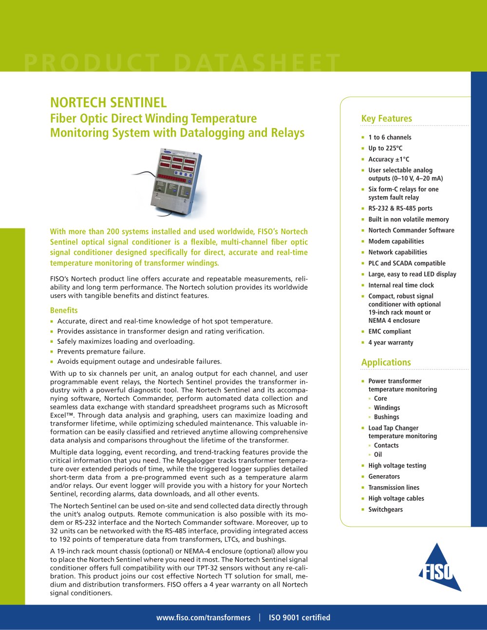 Transformer Solutions - Temperature  Nortech Sentinel (conditioner) - FISO Technologies