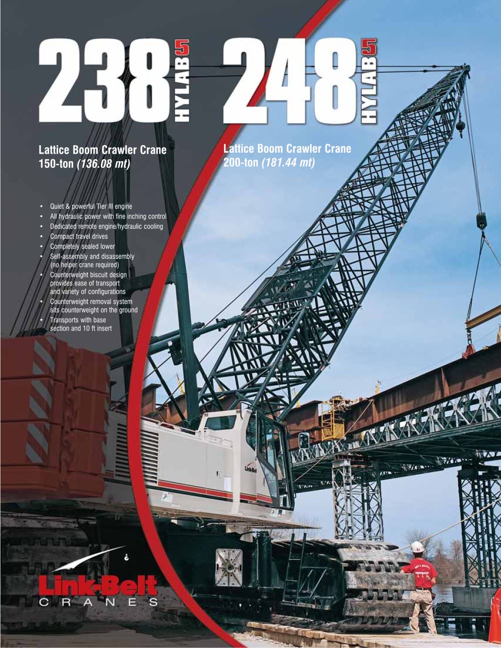 Link-Belt 248 HYLAB 5 200-ton (181.44 mt) Lattice Boom Crawler Crane - Link-Belt