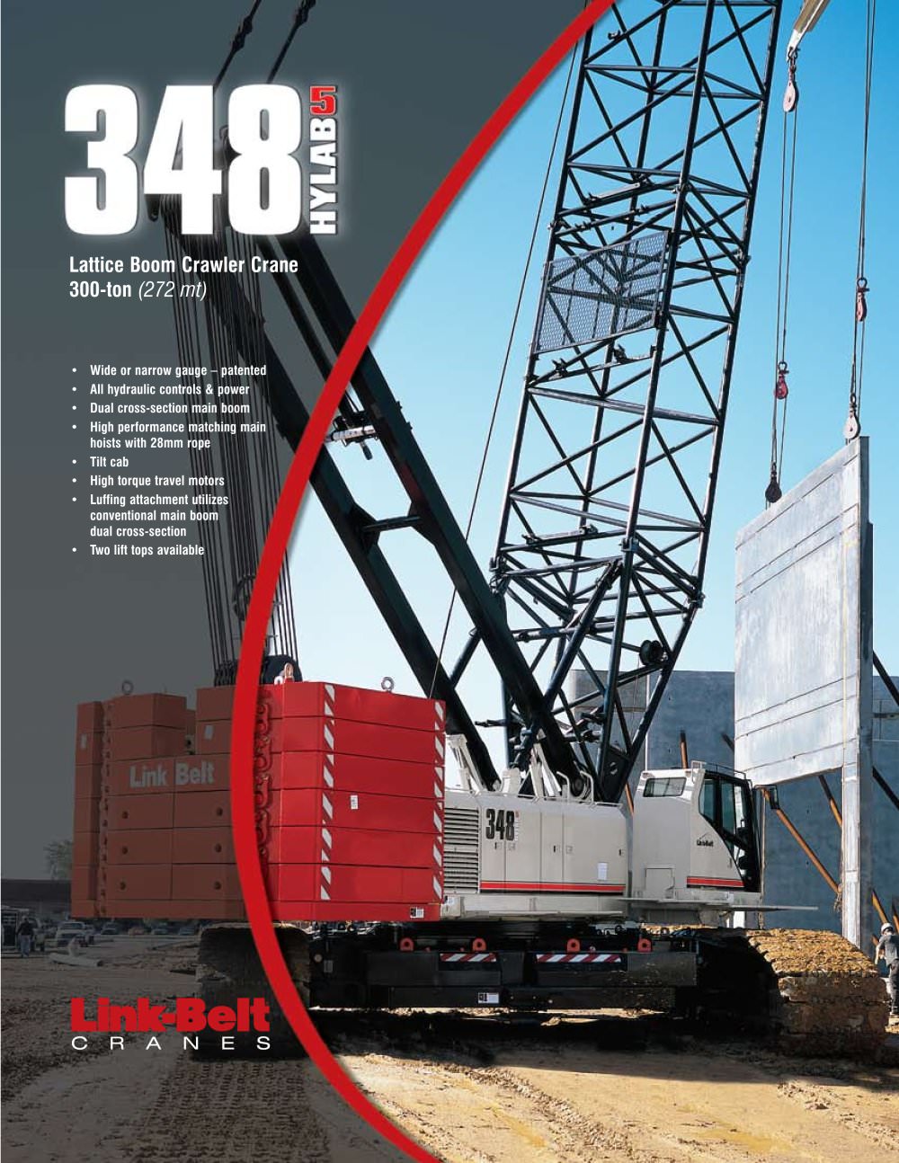 Link-Belt 348 HYLAB 5 300-ton (272.16 mt) Hydraulic Lattice Boom Crawler Crane - 1 / 6 Pages