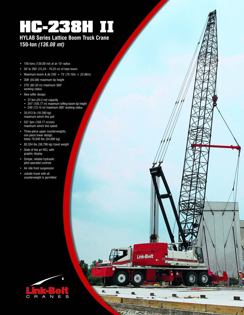 Link-Belt HC-238H II 150-ton (136.08 mt) Lattice Boom Truck Crane - Link-Belt