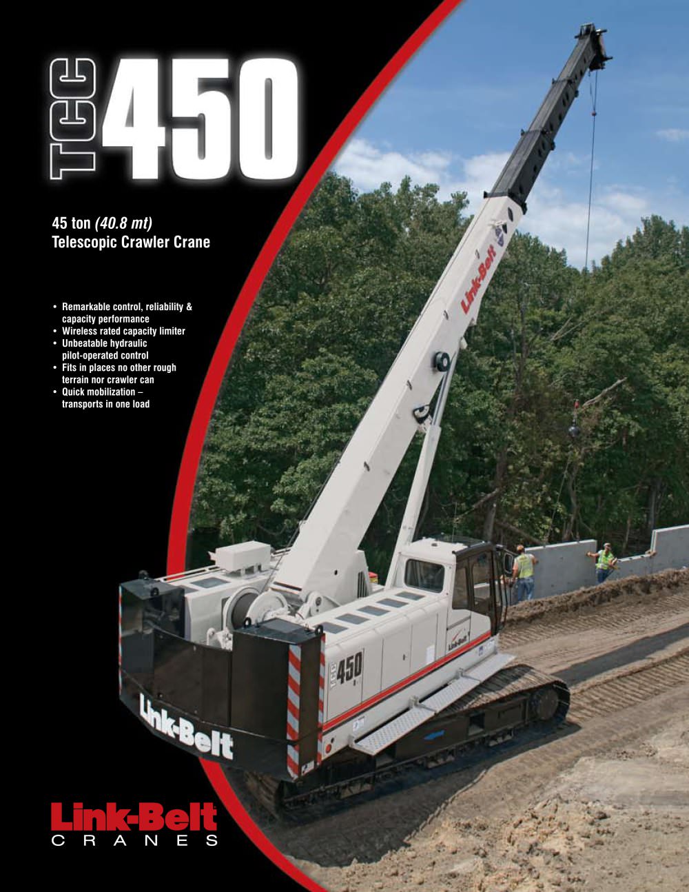 Link-Belt TCC-450 45-ton (40.8 mt) Telescopic Crawler Crane - Link-Belt