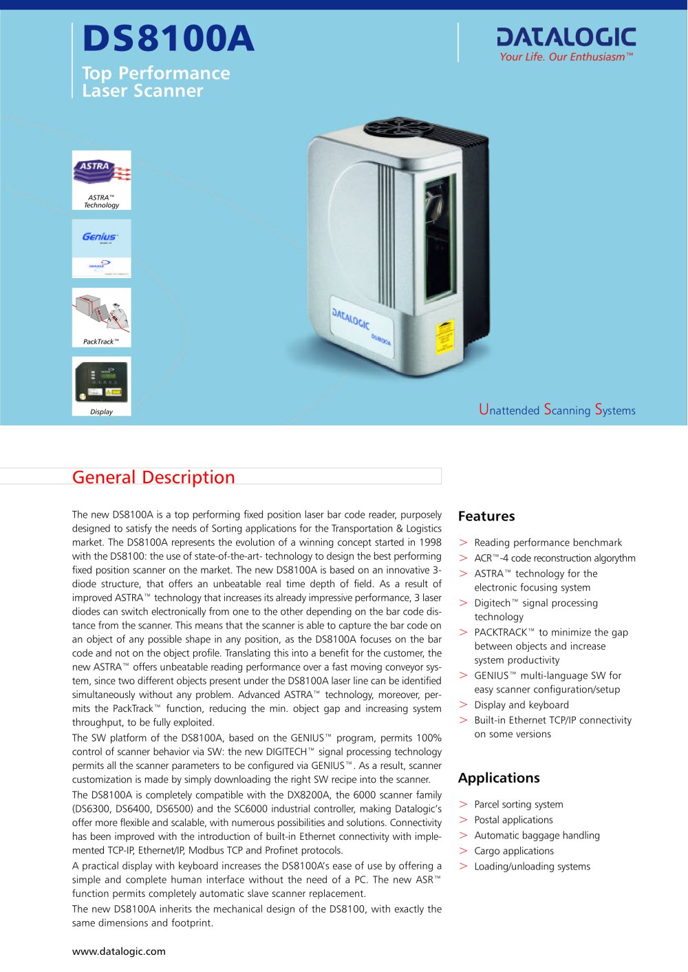 DS8100A Laser Scanner - DATALOGIC