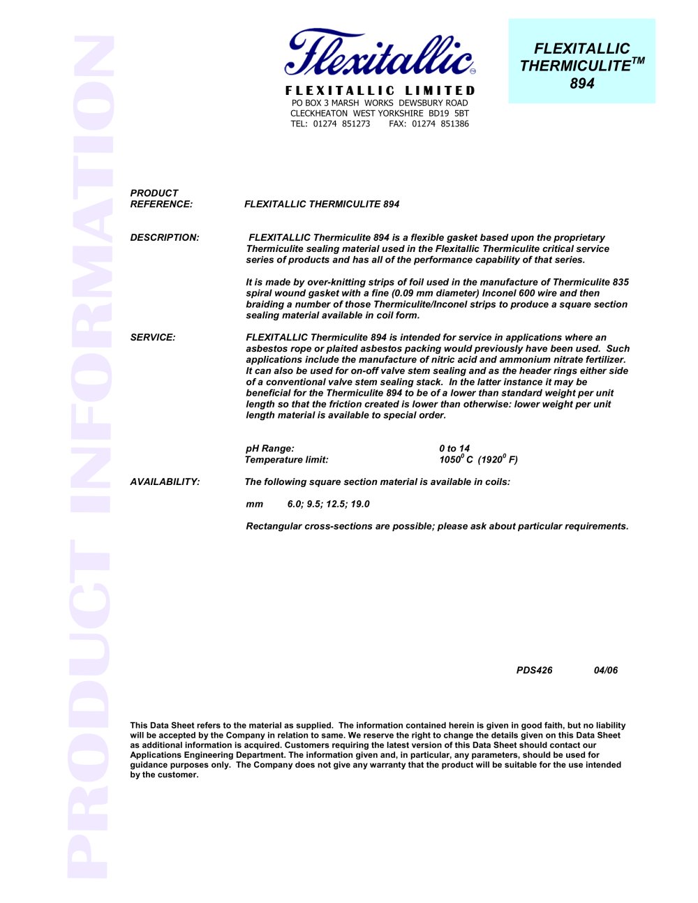 Thermiculite 894 Packing� - Flexitallic