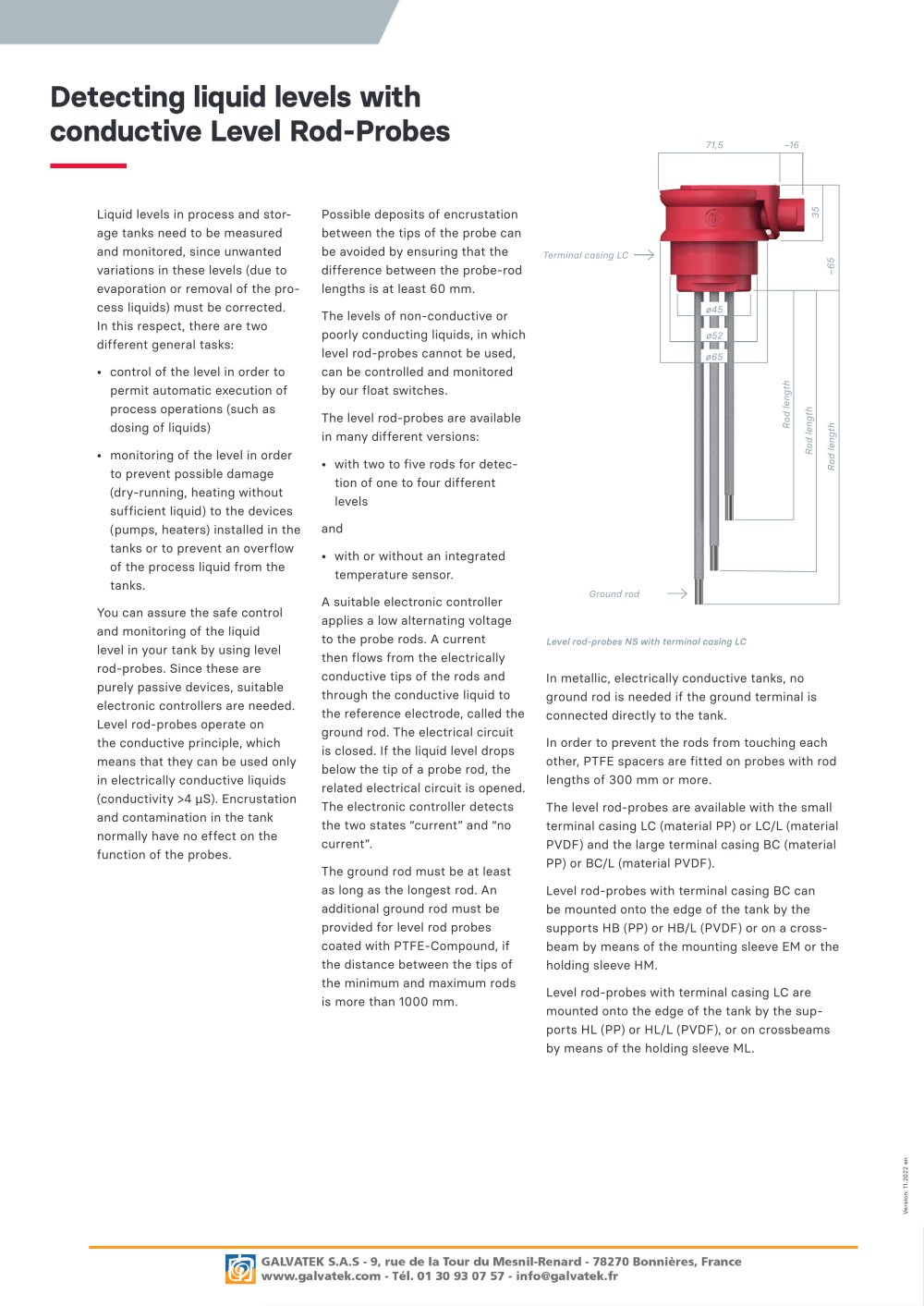 Conductive level probe - GALVATEK