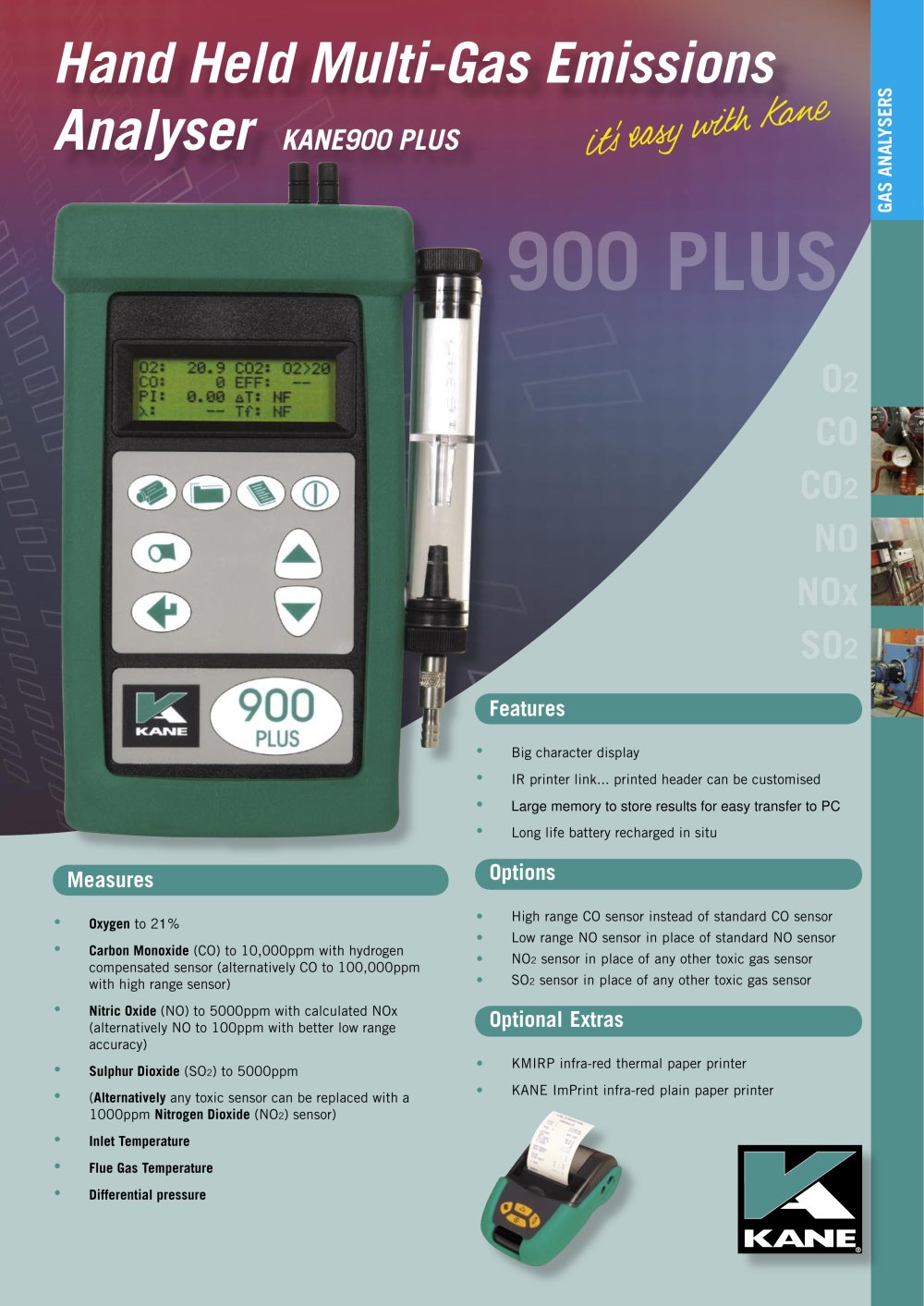 KANE900 PLUS Multi-Gas Emissions Analyser - Kane International