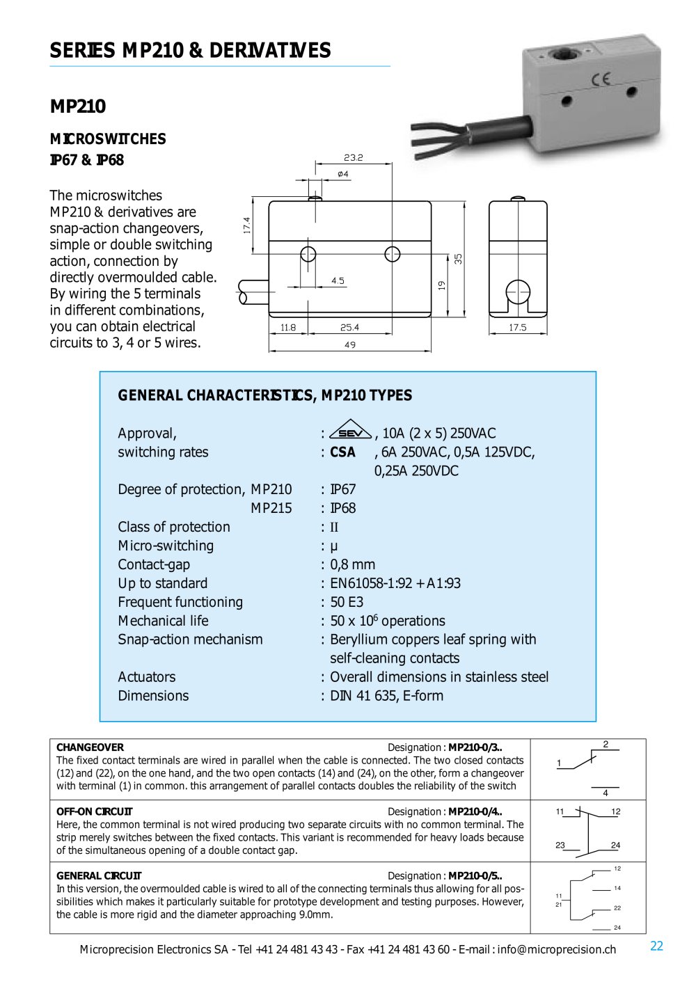 MICROSWITCHES MP210 - Microprecision Electronics