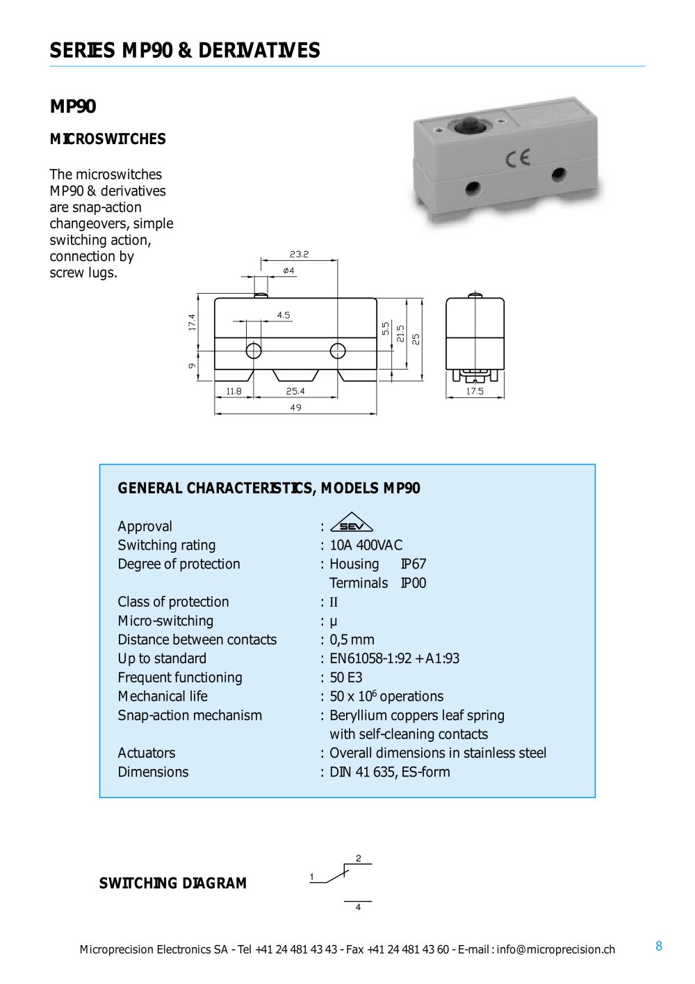 MICROSWITCHES MP90 - Microprecision Electronics