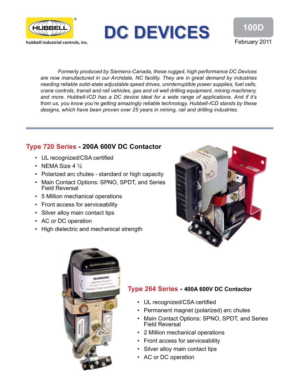 100D - DC Devices - Hubbell Industrial Controls
