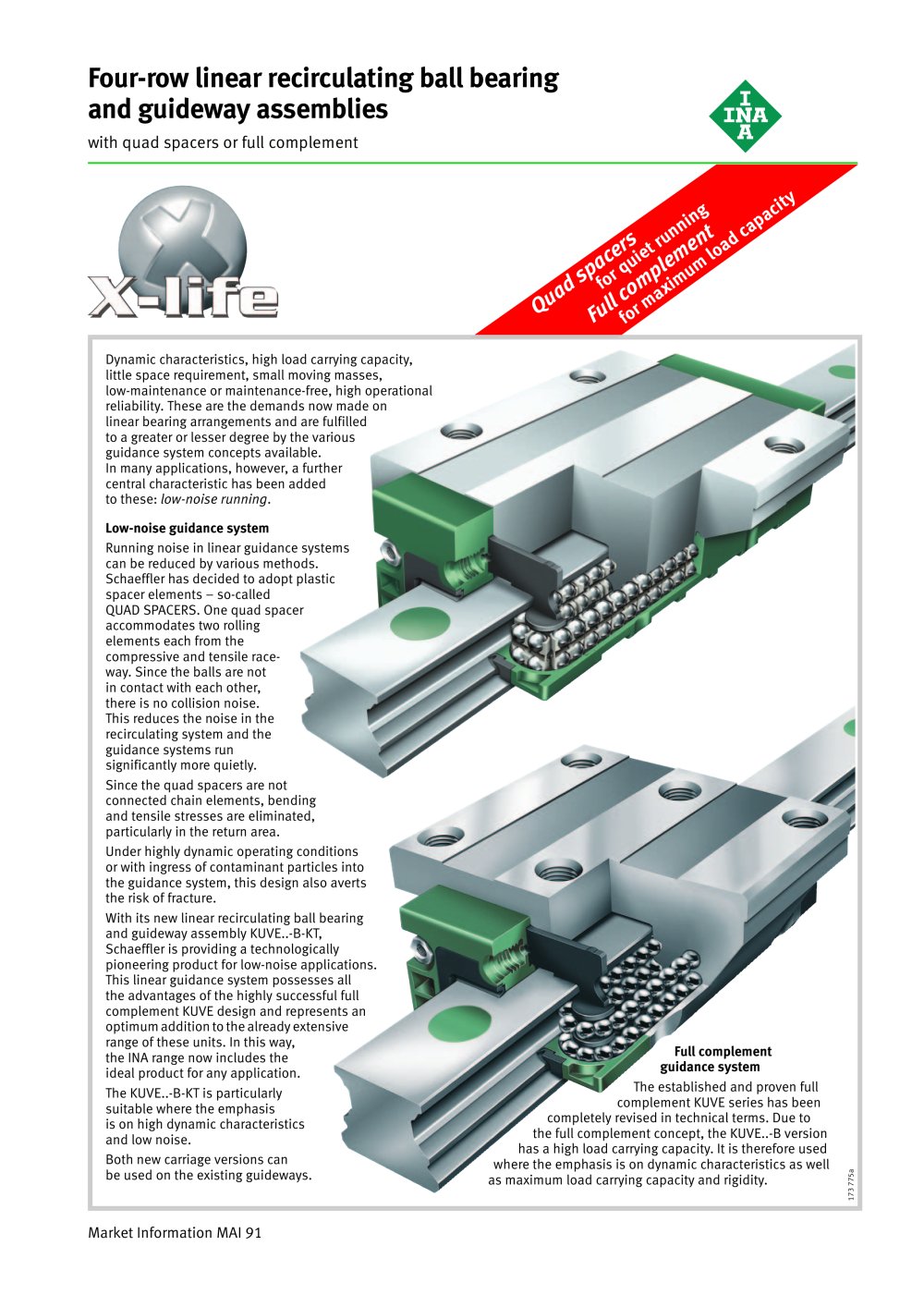 Four-row linear recirculating ball bearing and guideway assemblies (MAI 91) - Schaeffler Technologies GmbH & Co. KG - INA