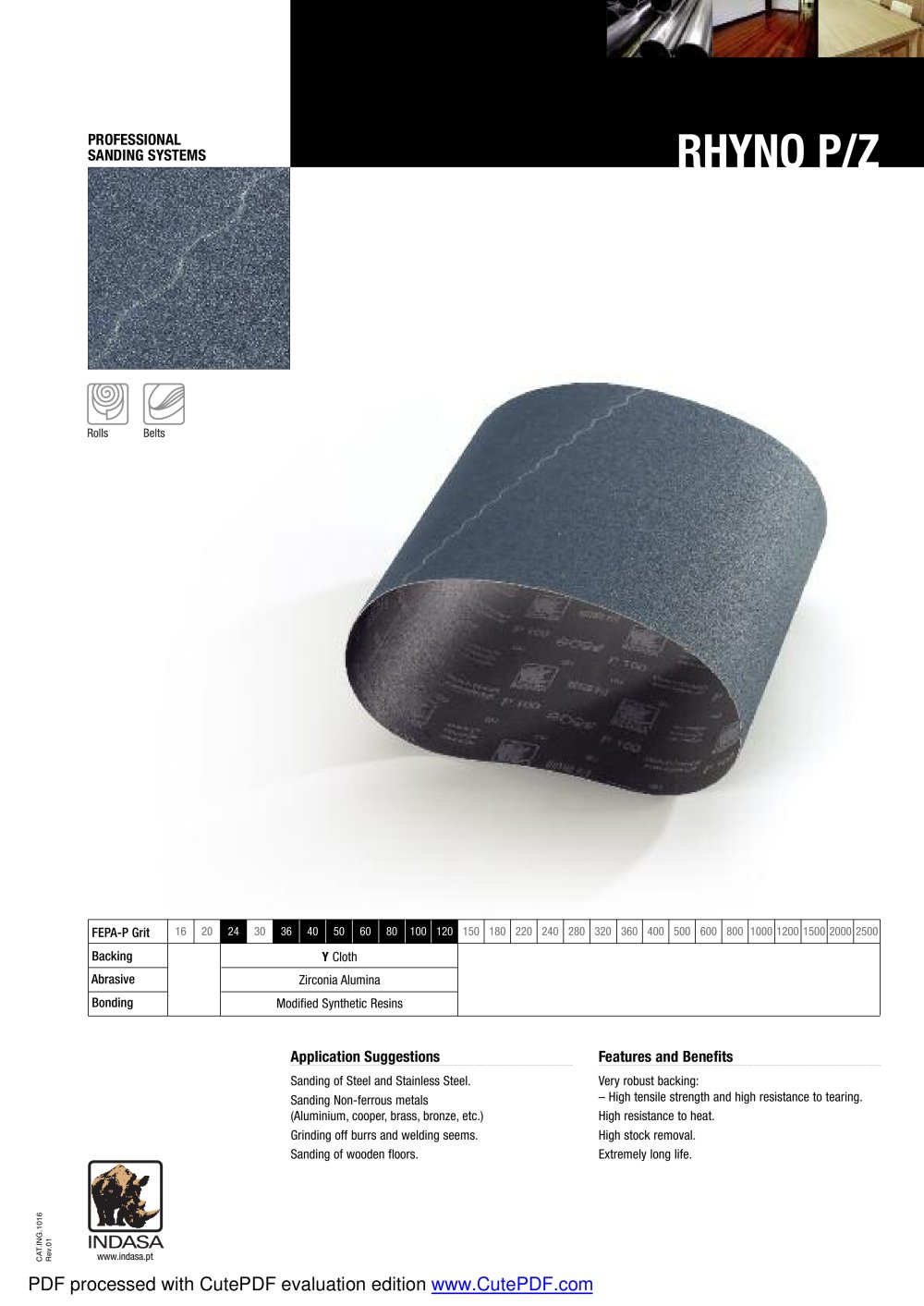 RHYNO P/Z Polyester Cloth / Zirconia Alumina - INDASA