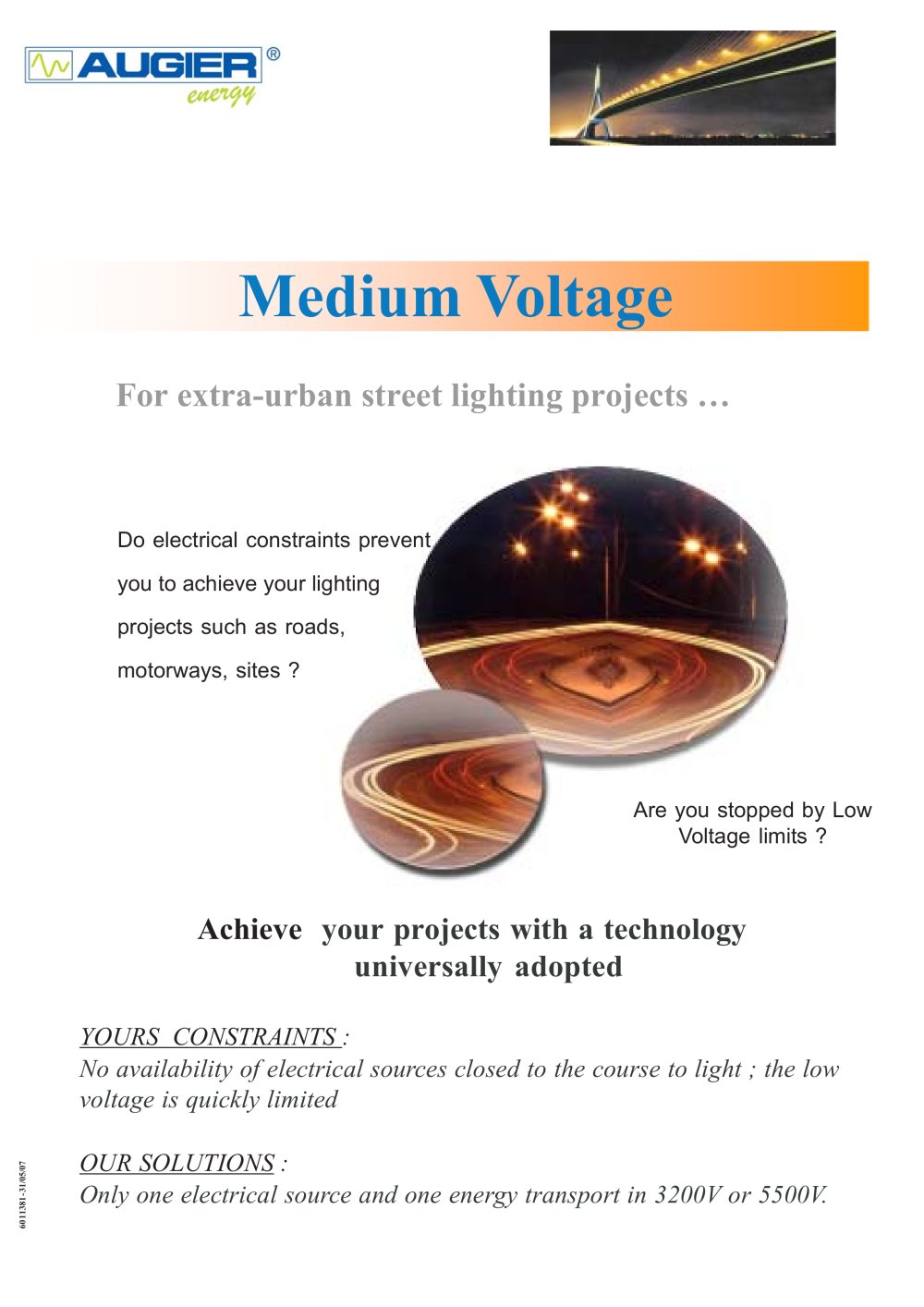 Long Distance distribution in Medium Voltage  HTI (3200 or 5500 V) - Augier