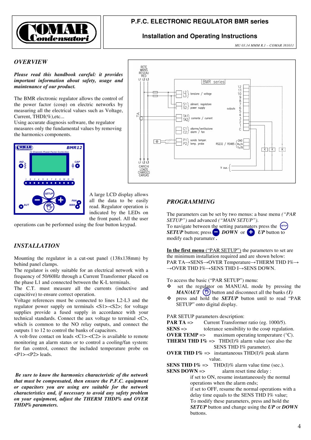 BMR regulator  (NEW) - COMAR CONDENSATORI