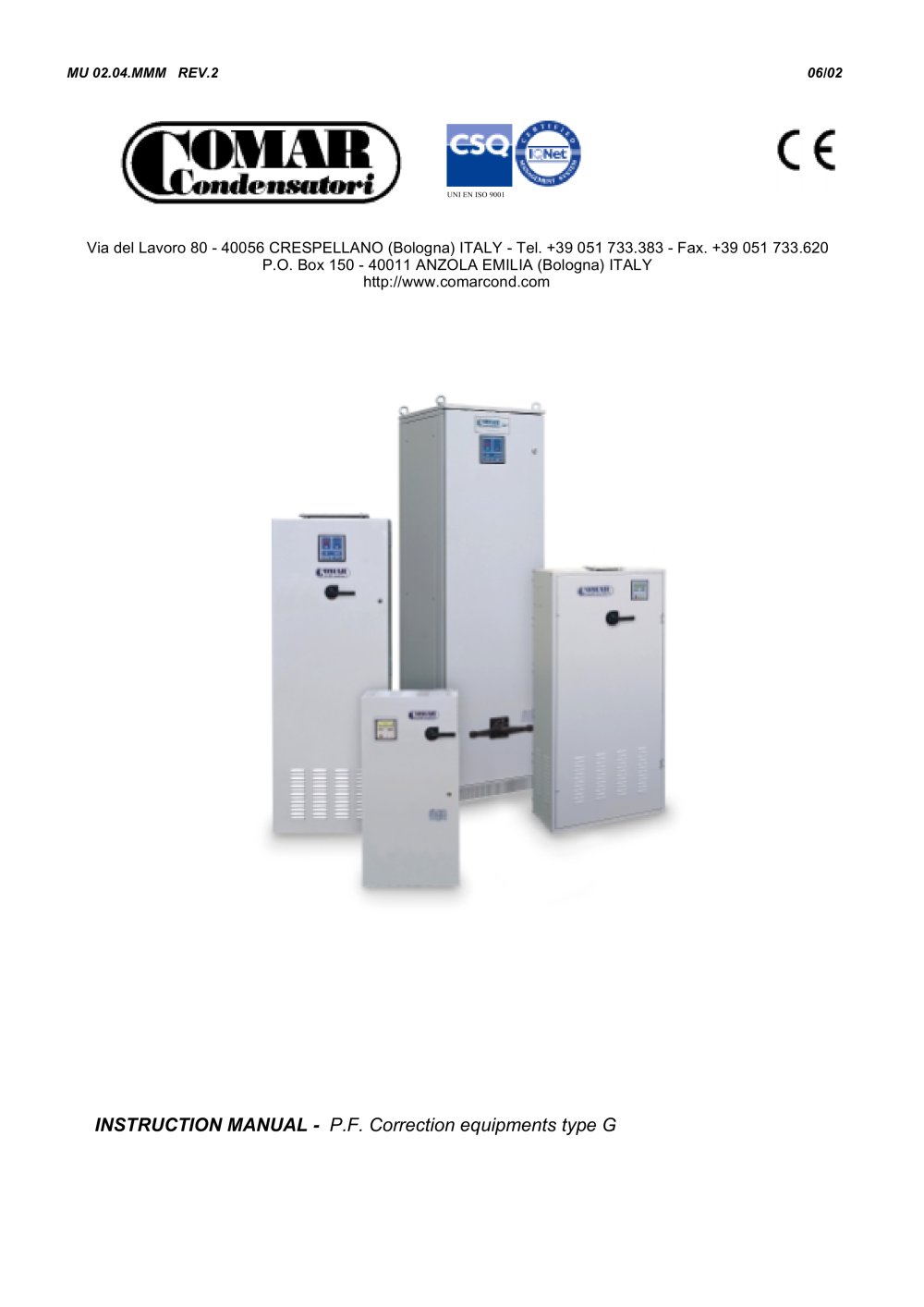 P.F.C. equipments G type - COMAR CONDENSATORI