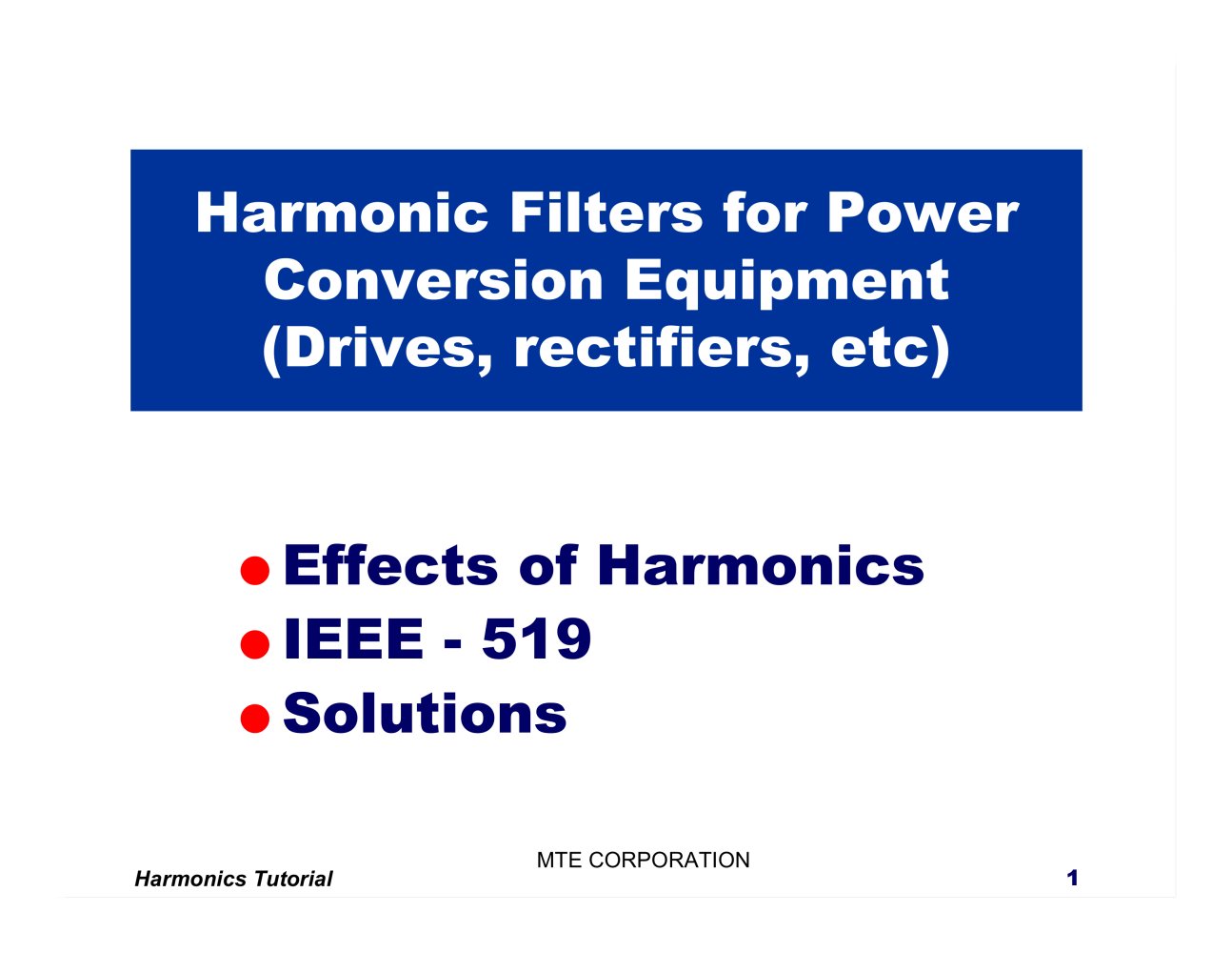 Harmonic Filter Tutorial - MTE