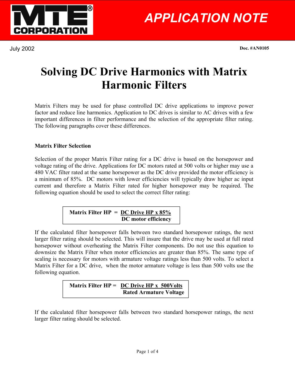 Harmonic Filters - MTE